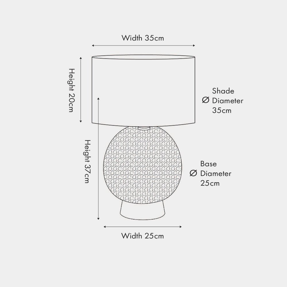 Wrenley Black Ceramic Sea Urchin Table Lamp with Henry 35cm White Handloom Cylinder Shade